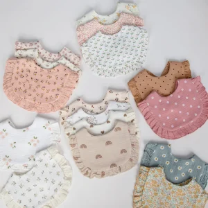 Flower Print Baby Bibs Adjustable Snap  Muslin Cotton Burp Cloths Rainbow A Grade Girls Feeding Scarf