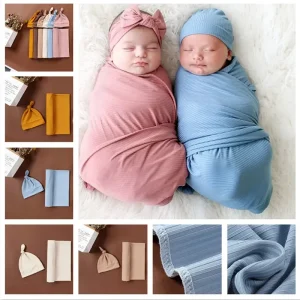 Simplicity Solid Color Newborn   Lightweight Soft Cotton Infant Baby Head Band Blanket
