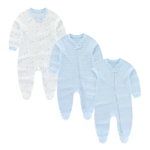 3 Pcs/lot Autumn Winter Solid Zipper Baby Boy Girl Rompers 100%Cotton Soft Newborn Clothes Baby Gifts