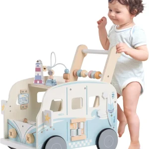 Robotime  Wooden Baby Walker Baby Push Along Activity Walkers with Wheels Multifunctional Baby Walker Gift for Boy Grils